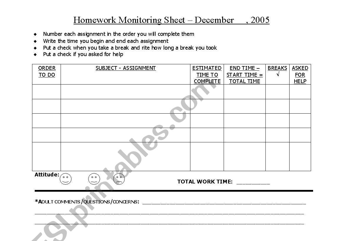 Keeping track of student homework