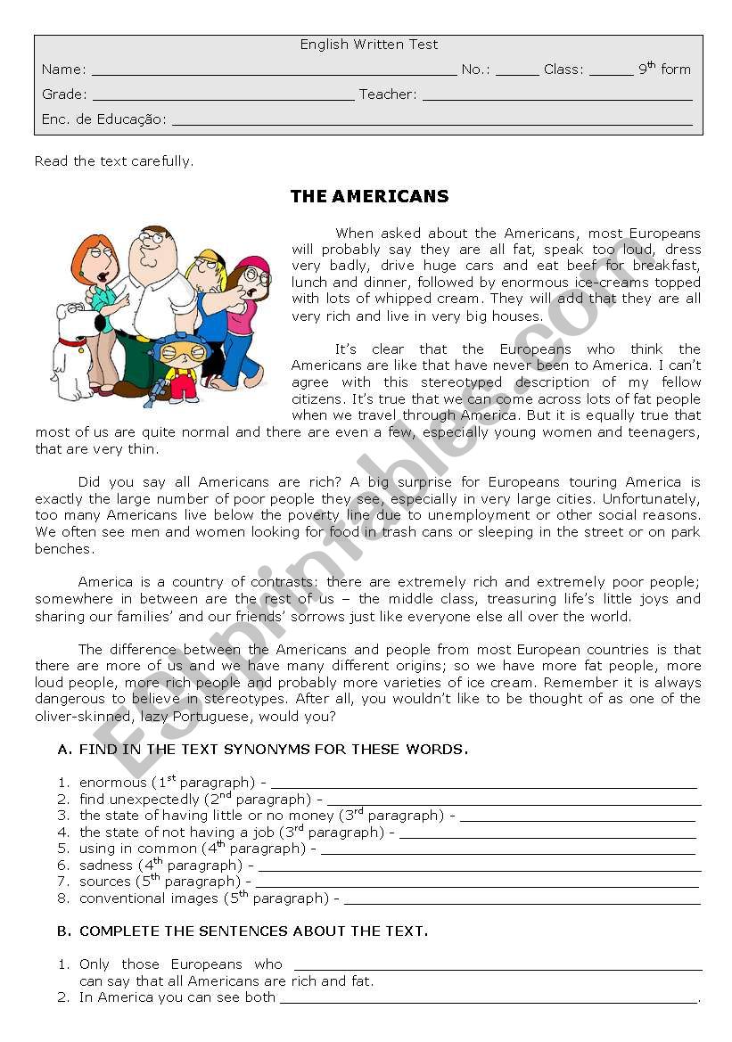 The Americans worksheet