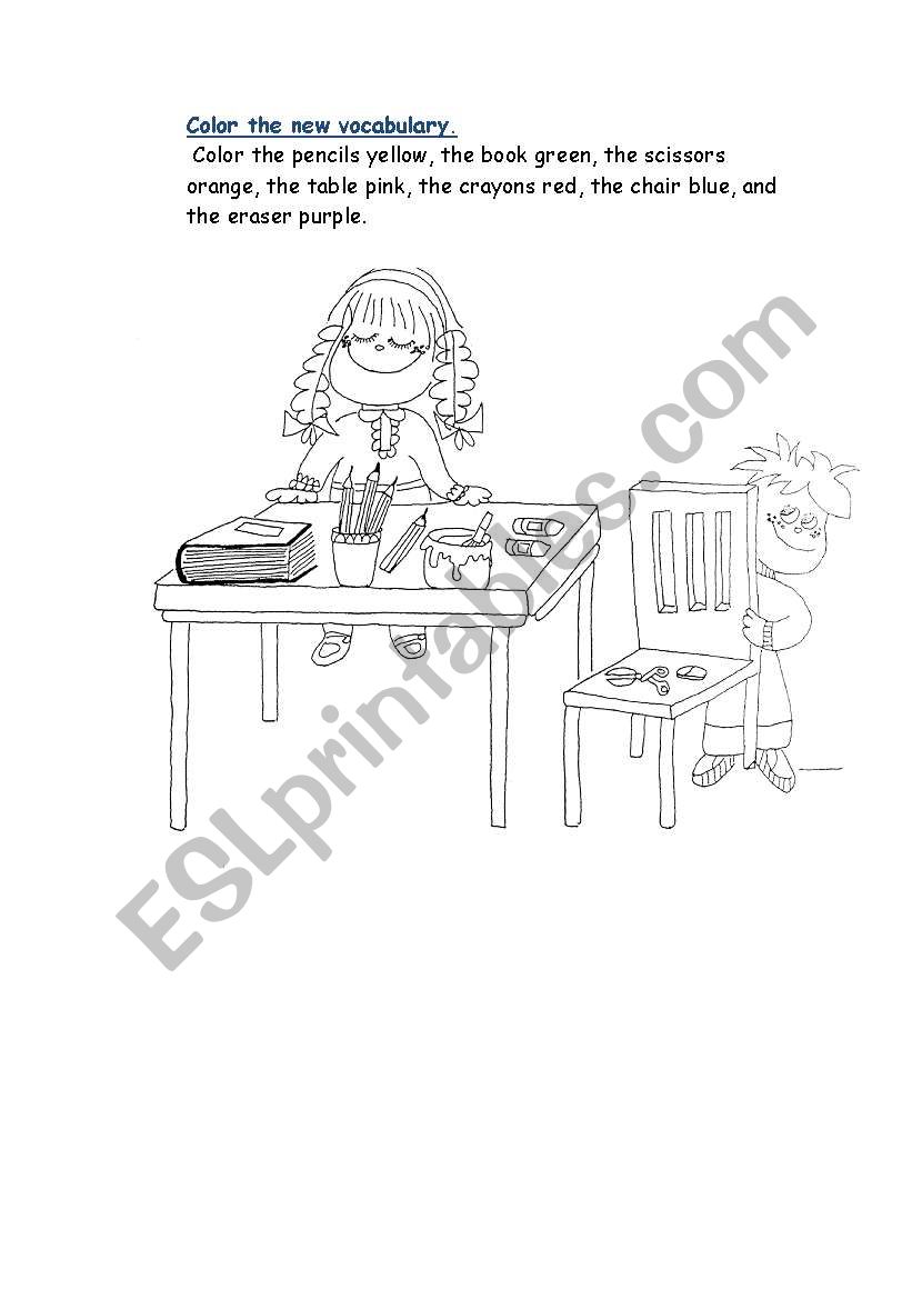 School Items worksheet