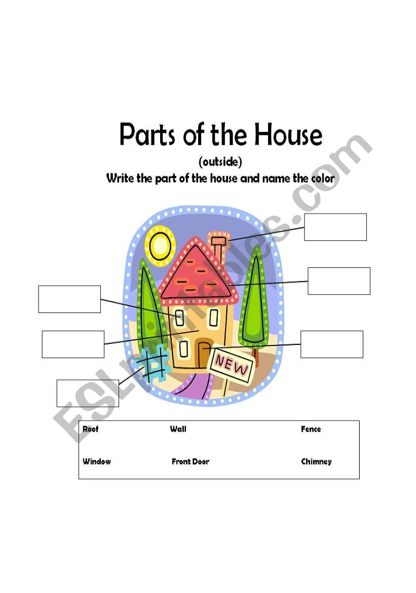 Parts of the House worksheet