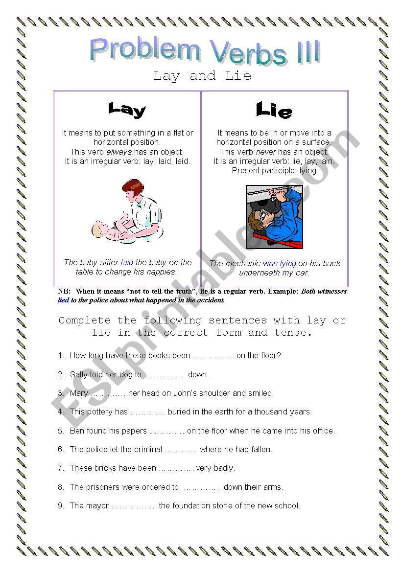 Problem verbs III - Lay and Lie - Theory and practice