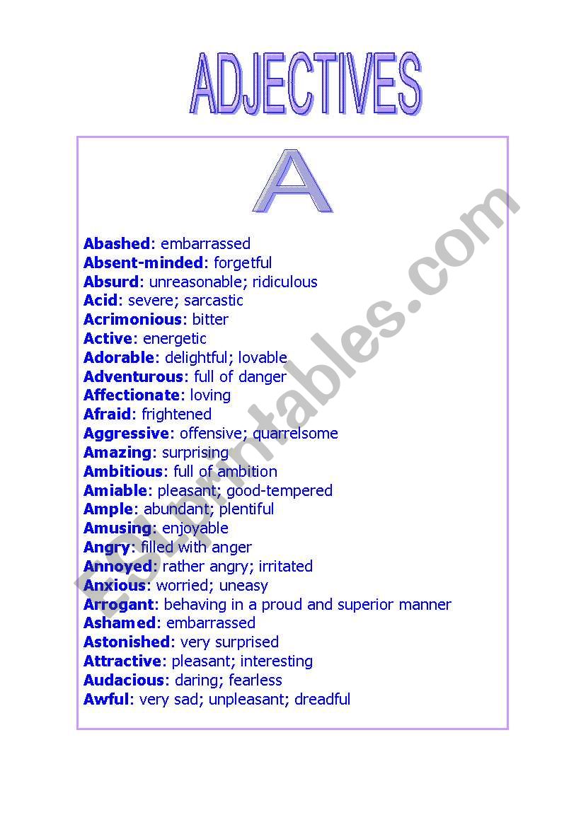 Adjectives  worksheet