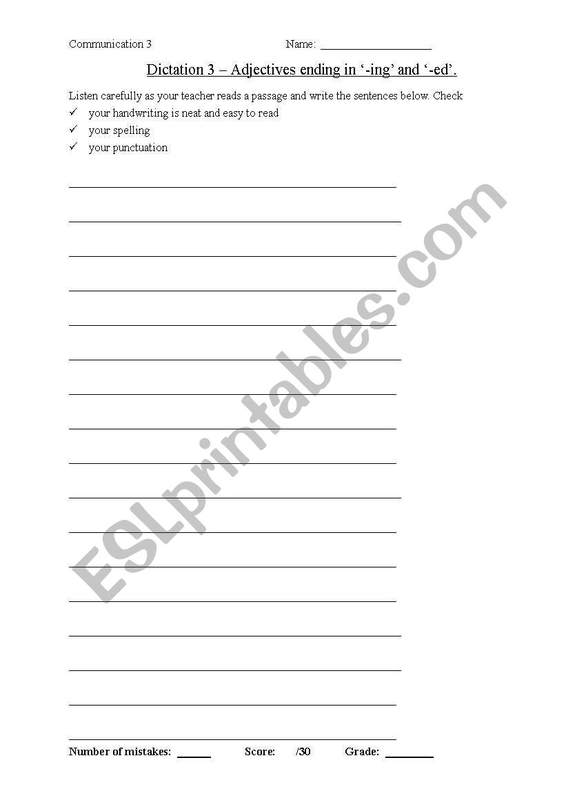 ED ING worksheet