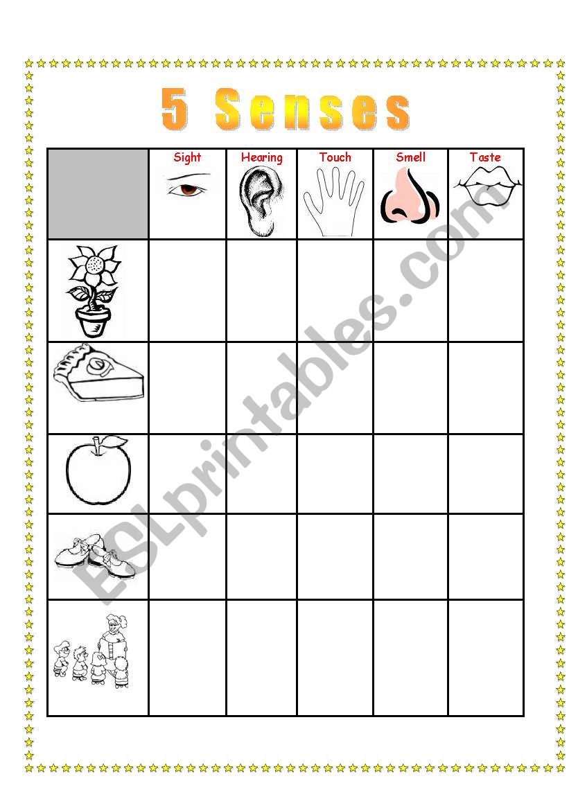 5 Senses- Adjectives worksheet