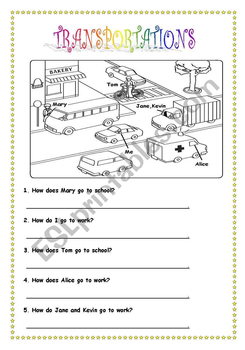 transportations worksheet