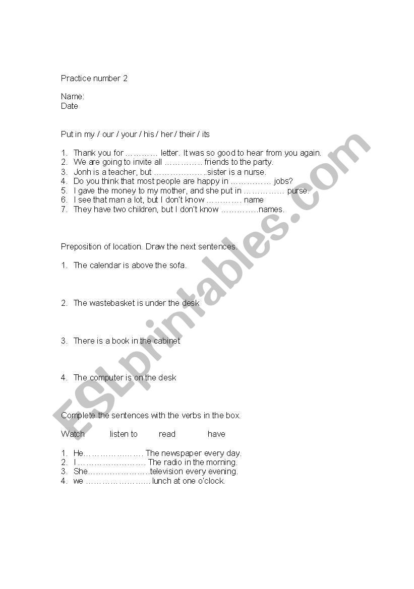 Test   worksheet