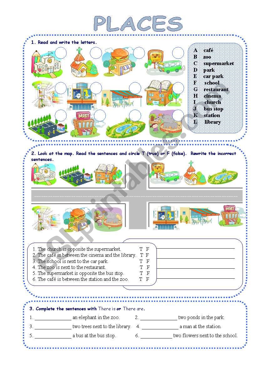 Places in town worksheet