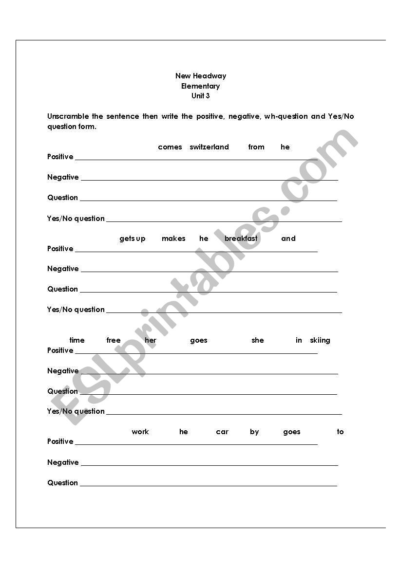 Sentence Writing worksheet