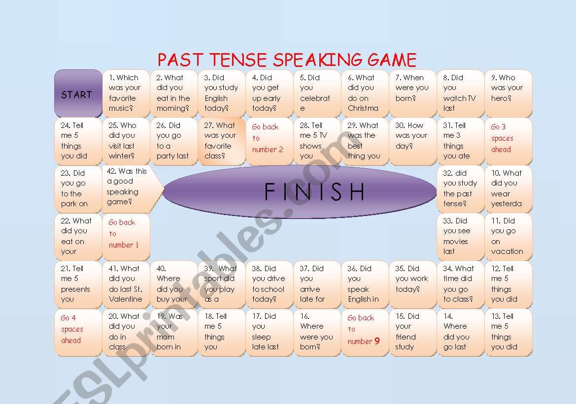 PAST TENSE SPEAKING  BOARDGAME