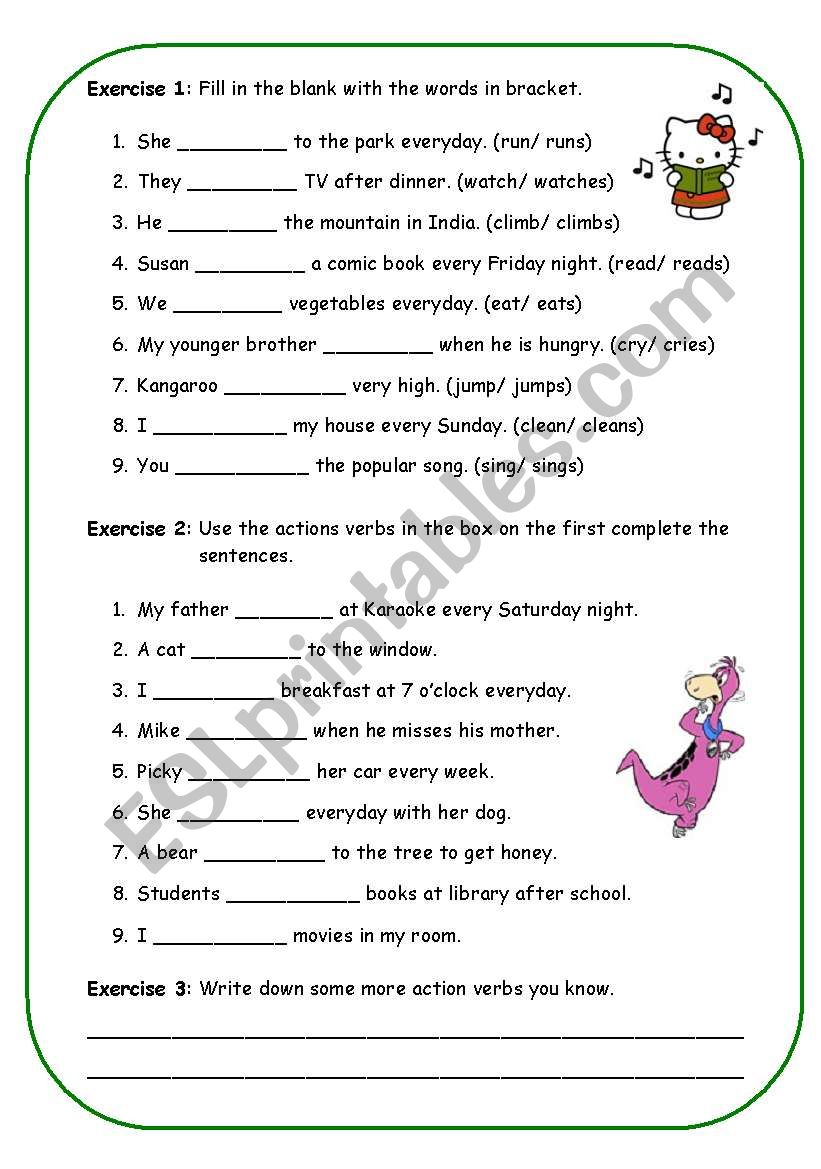 Verb actions 2 worksheet