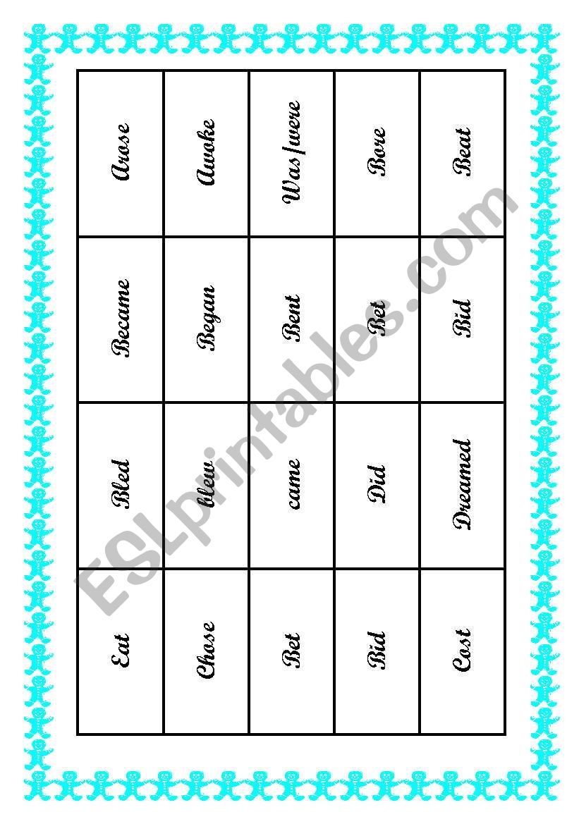 irregular past tense verb cards