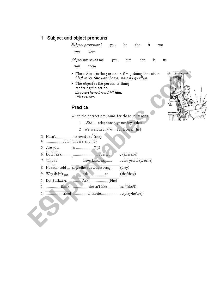 pronouns worksheet