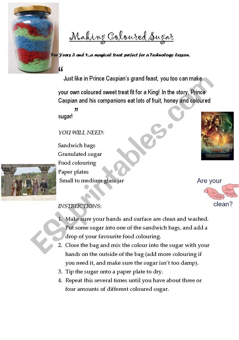 Making Coloured Sugar worksheet