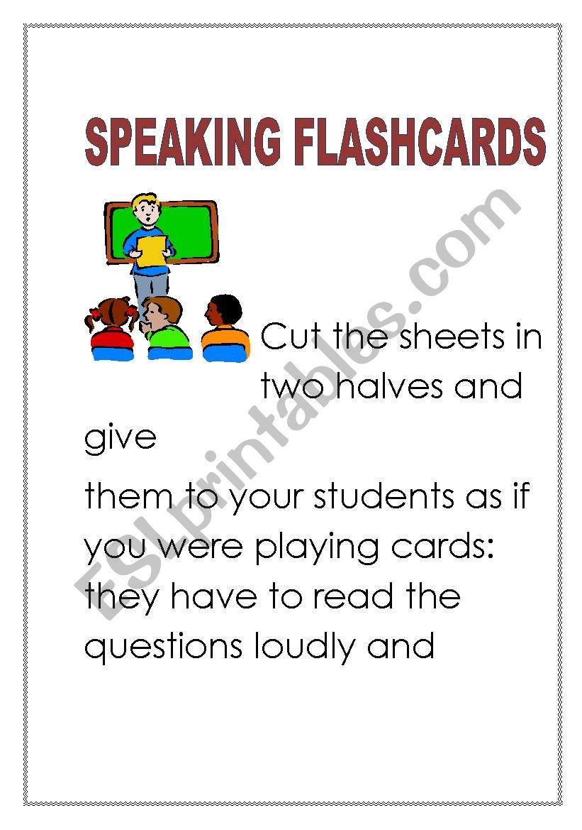 SPEAKING FLASHCARDS FOR YOUNG STUDENTS