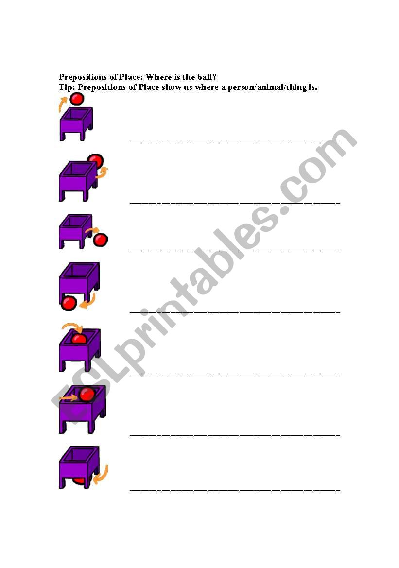 Prepositions of Place worksheet