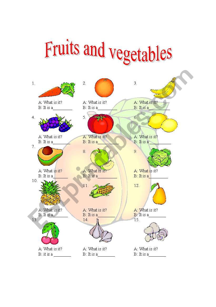 fruit and vegetables worksheet