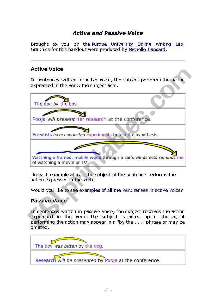 Active a Passive Voice worksheet