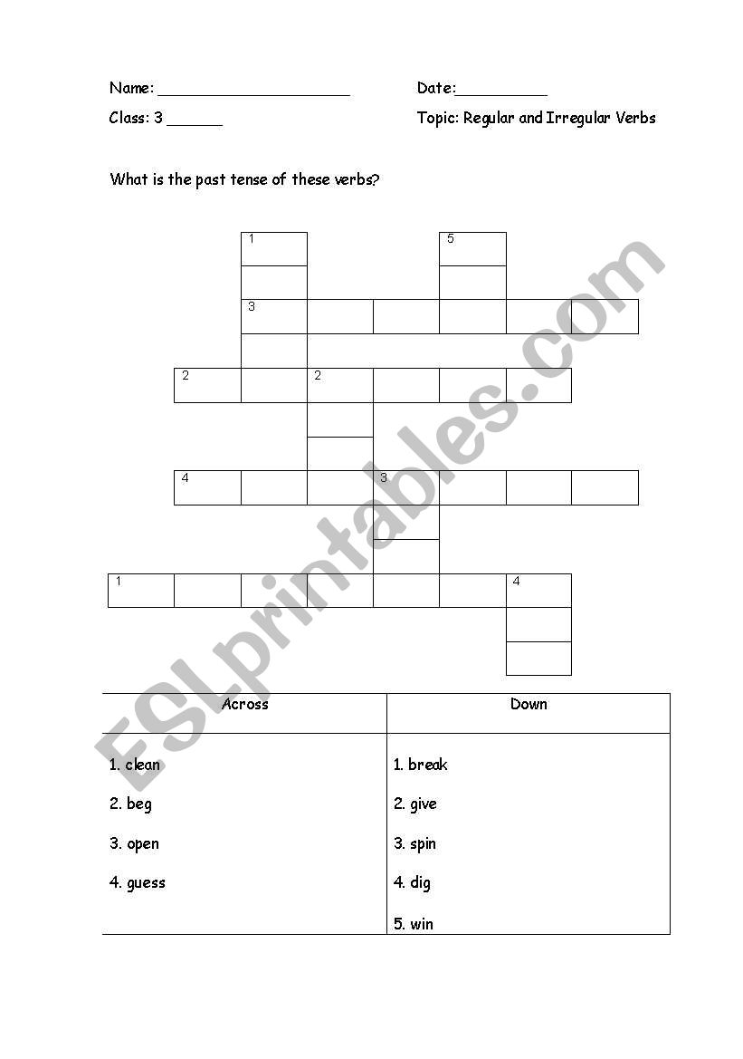 irregular verb form worksheet