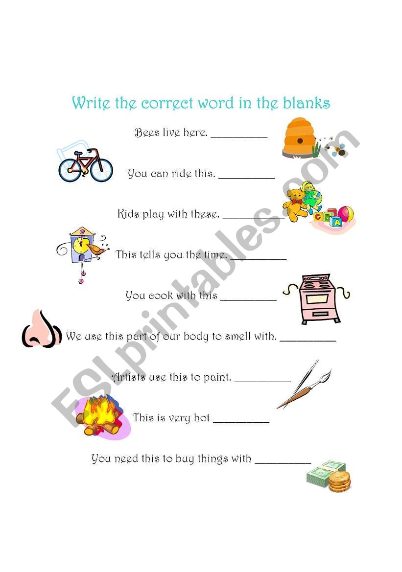 kindergarten worksheets vocabulary