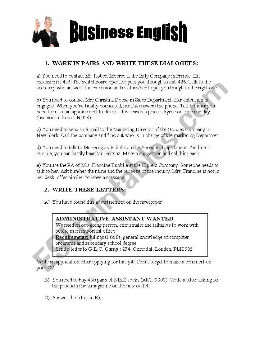 BUSINESS ENGLISH worksheet