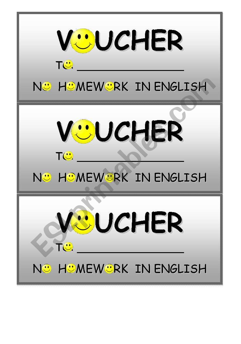 homework vouchers worksheet