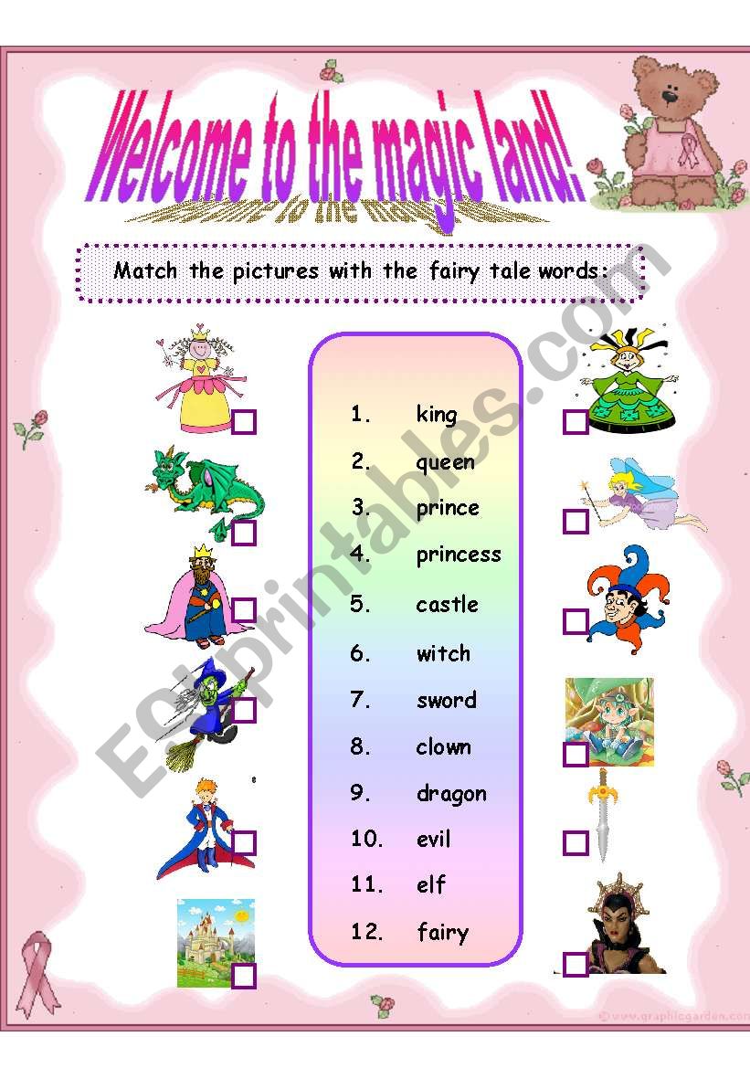 Fairy tales ( 2 sheets) : vocabulary  + guided writing exercise 