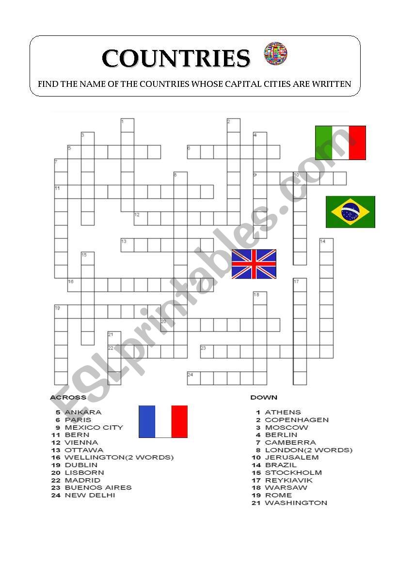 COUNTRIES worksheet