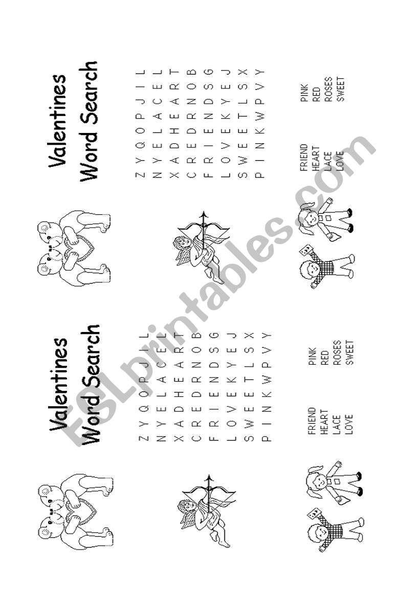 Valentine Word Search worksheet