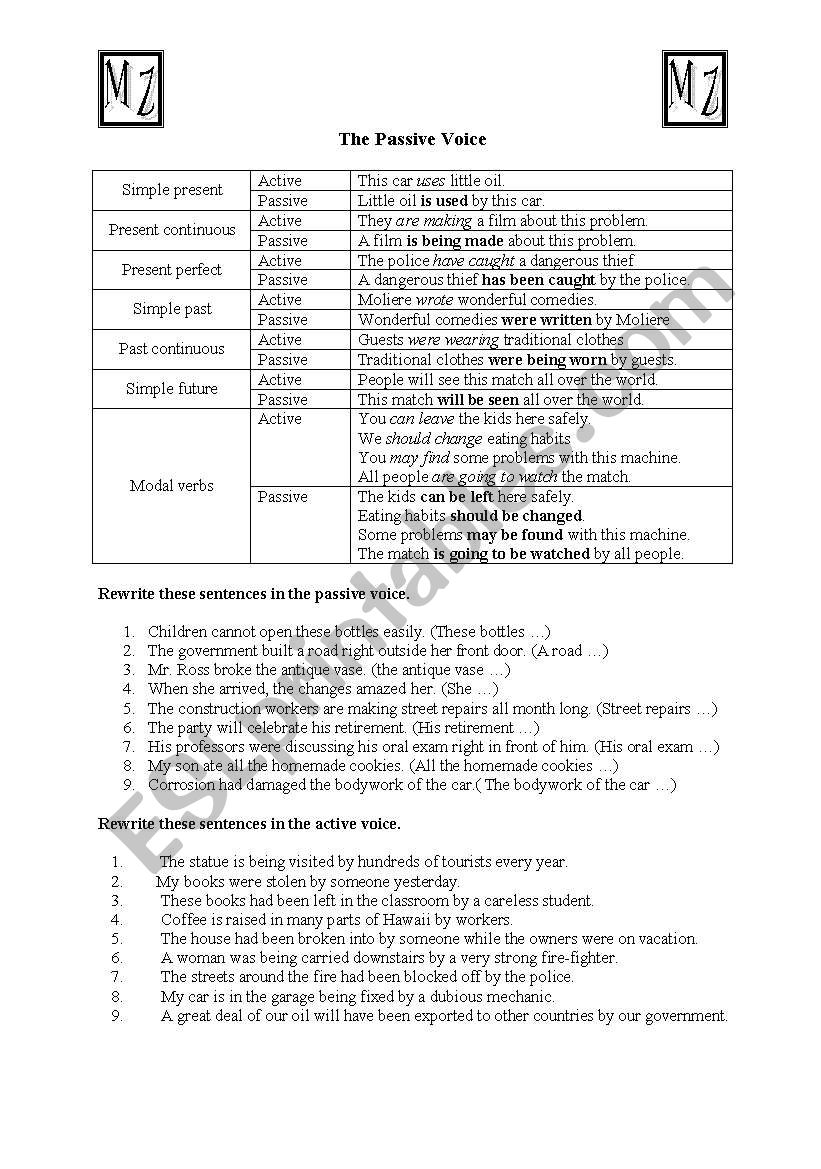 the passive voice worksheet