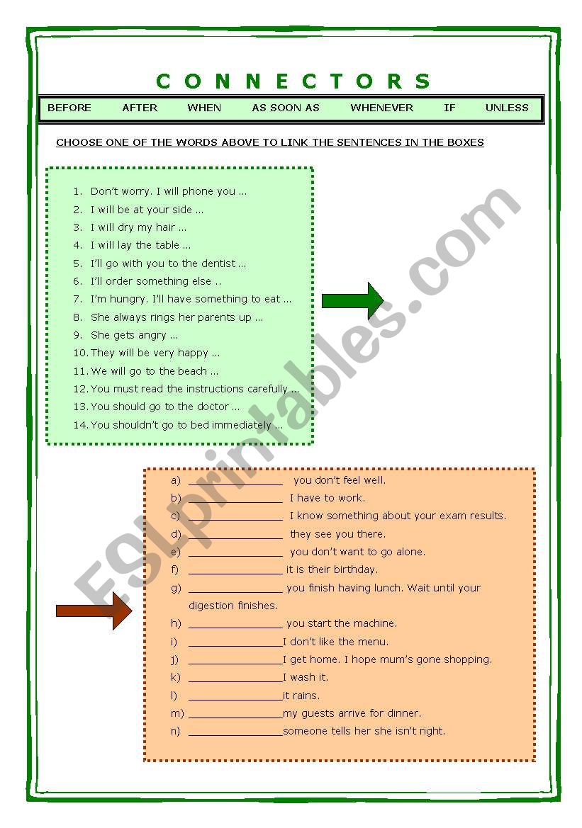 Connectors worksheet