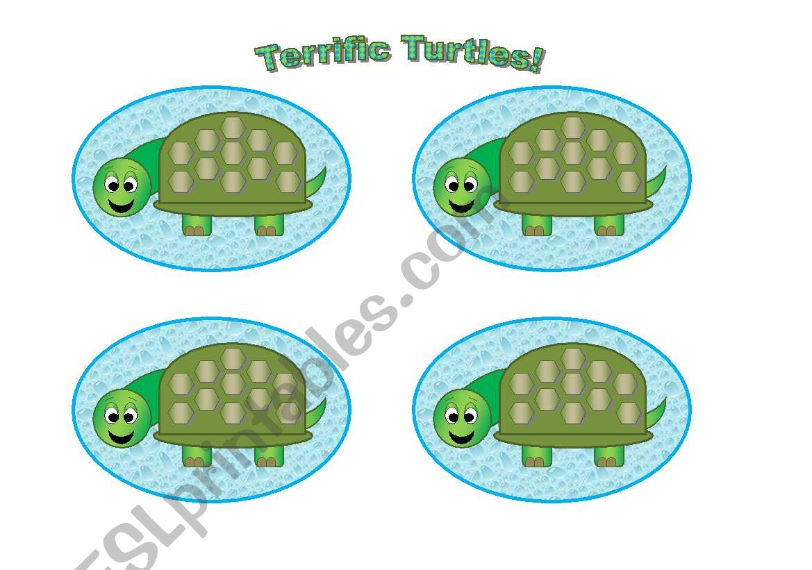 Turtle Cards (Add your own text) Use them with my turtle gameboard.