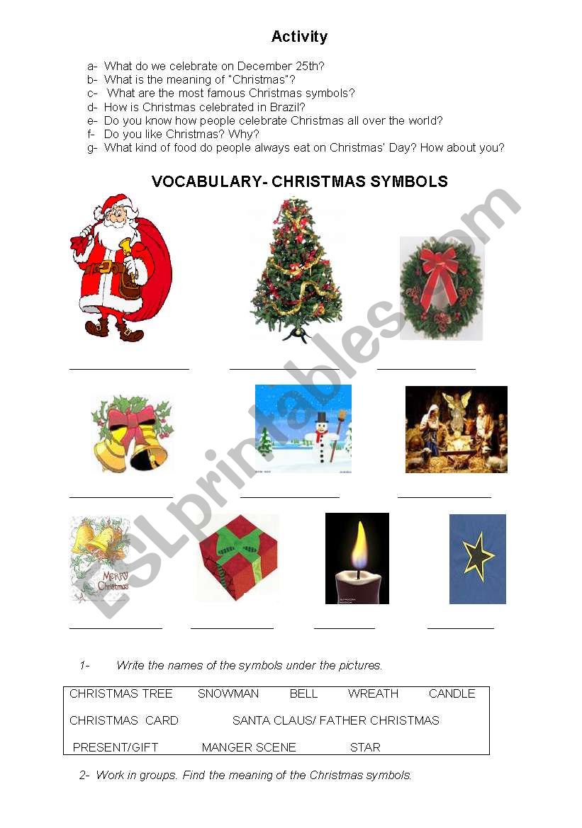 Christmas activity worksheet