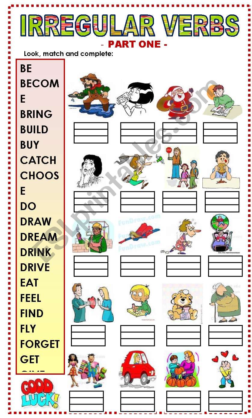 IRREGULAR VERBS (1/3) worksheet