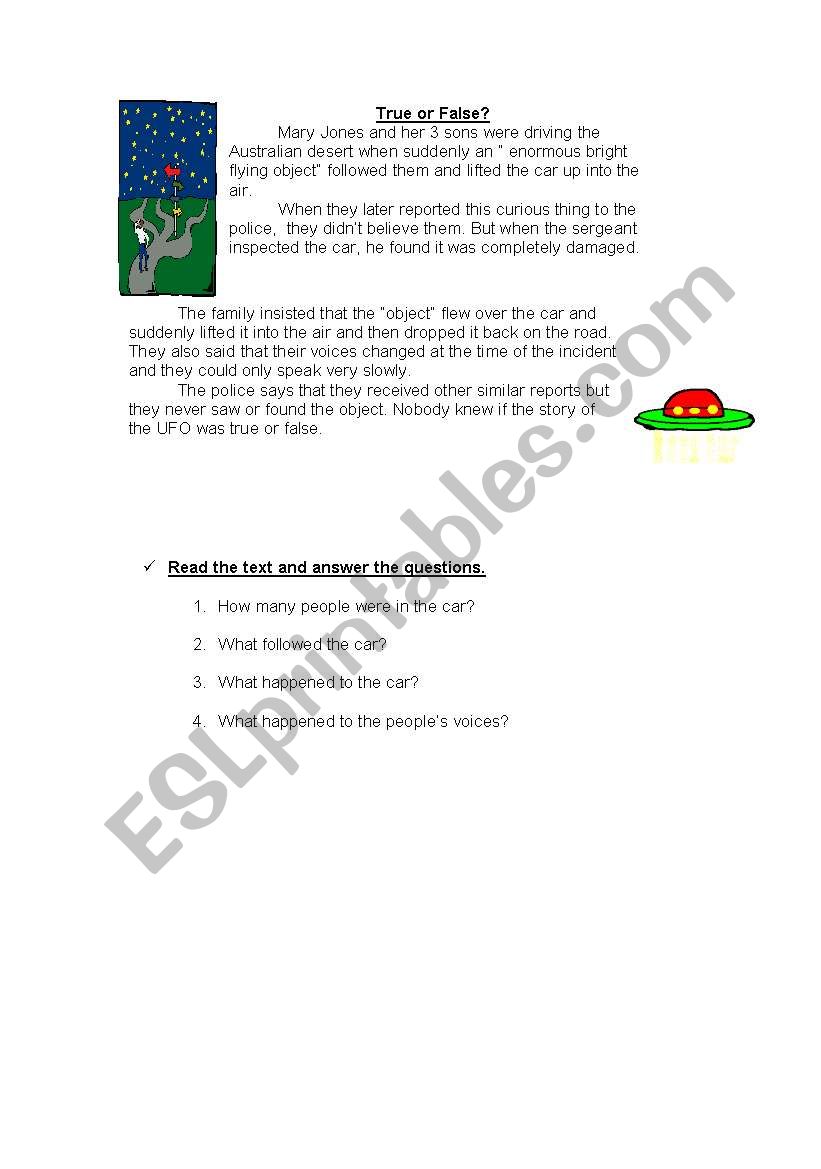 UFO worksheet