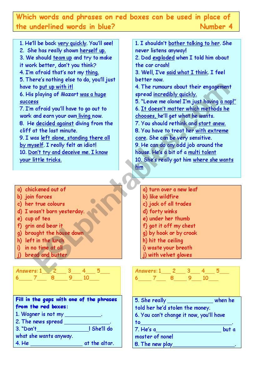 Synonyms 4 worksheet