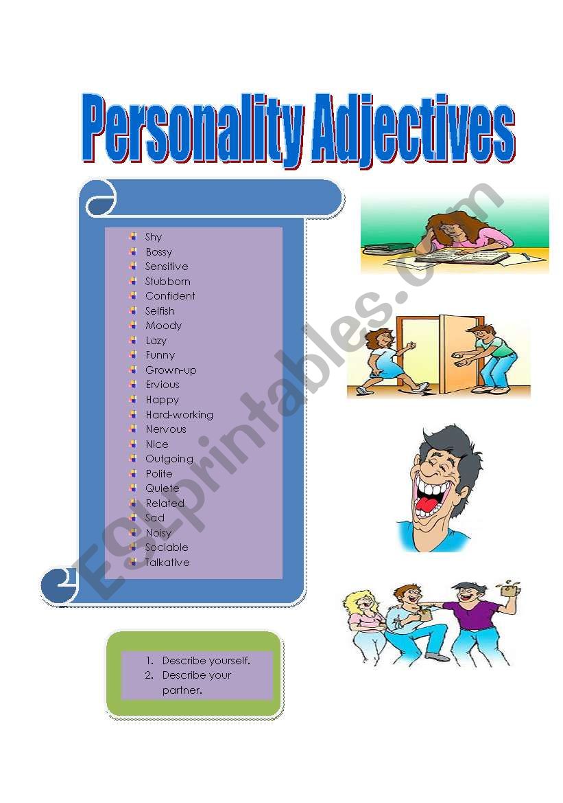 personal adjectives worksheet