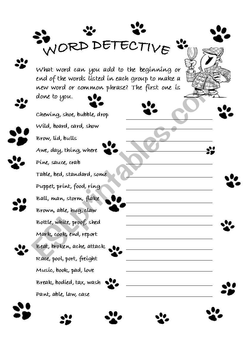 Word detective worksheet