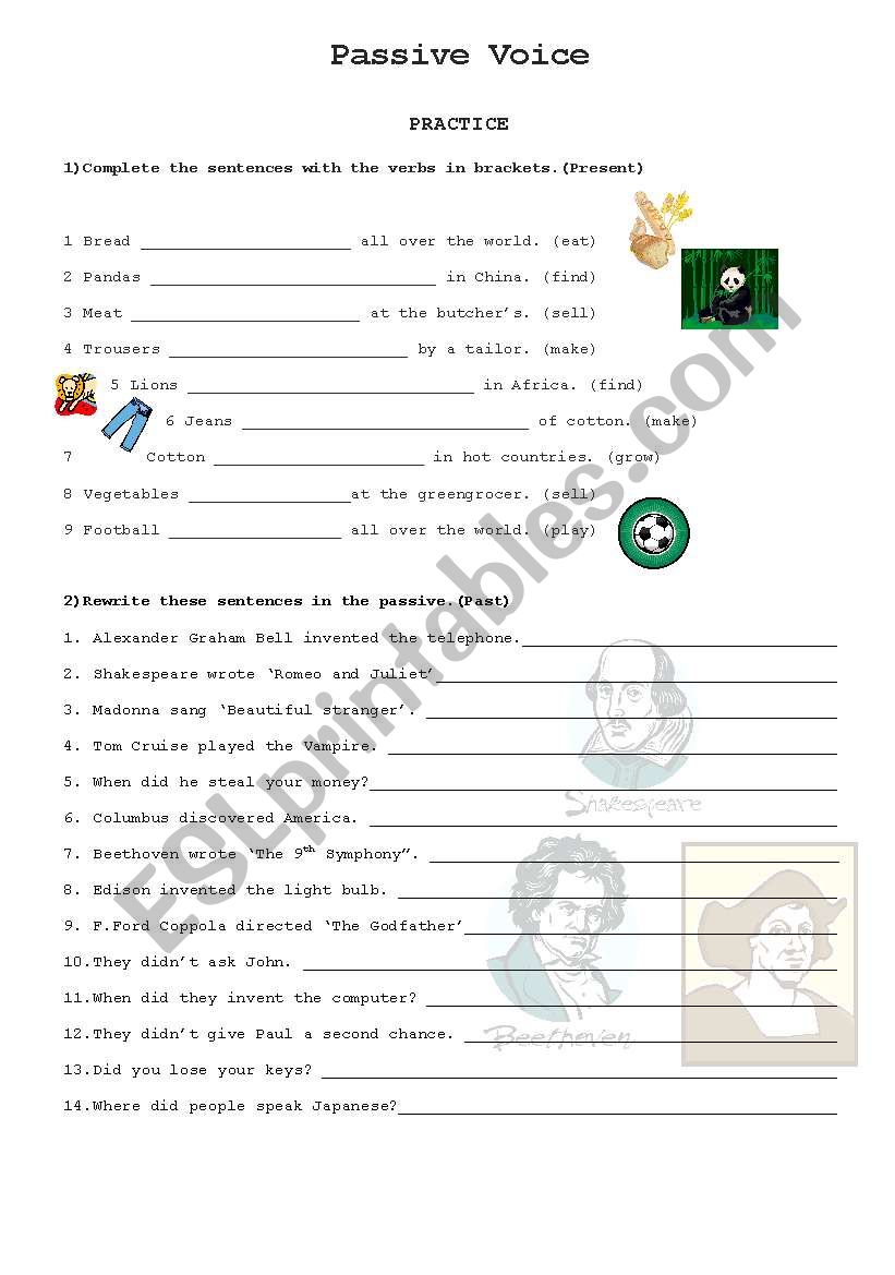 Passive voice practice worksheet