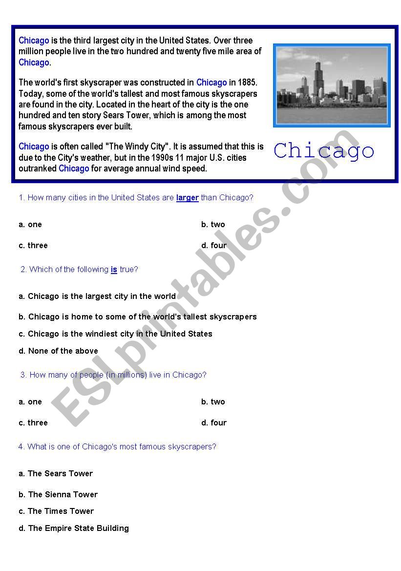 CHICAGO- comprehension reading