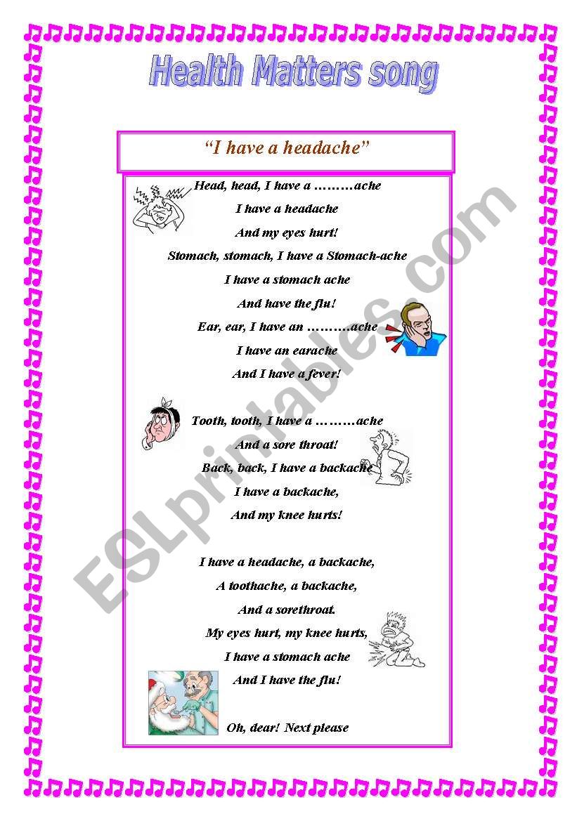 health matters song worksheet