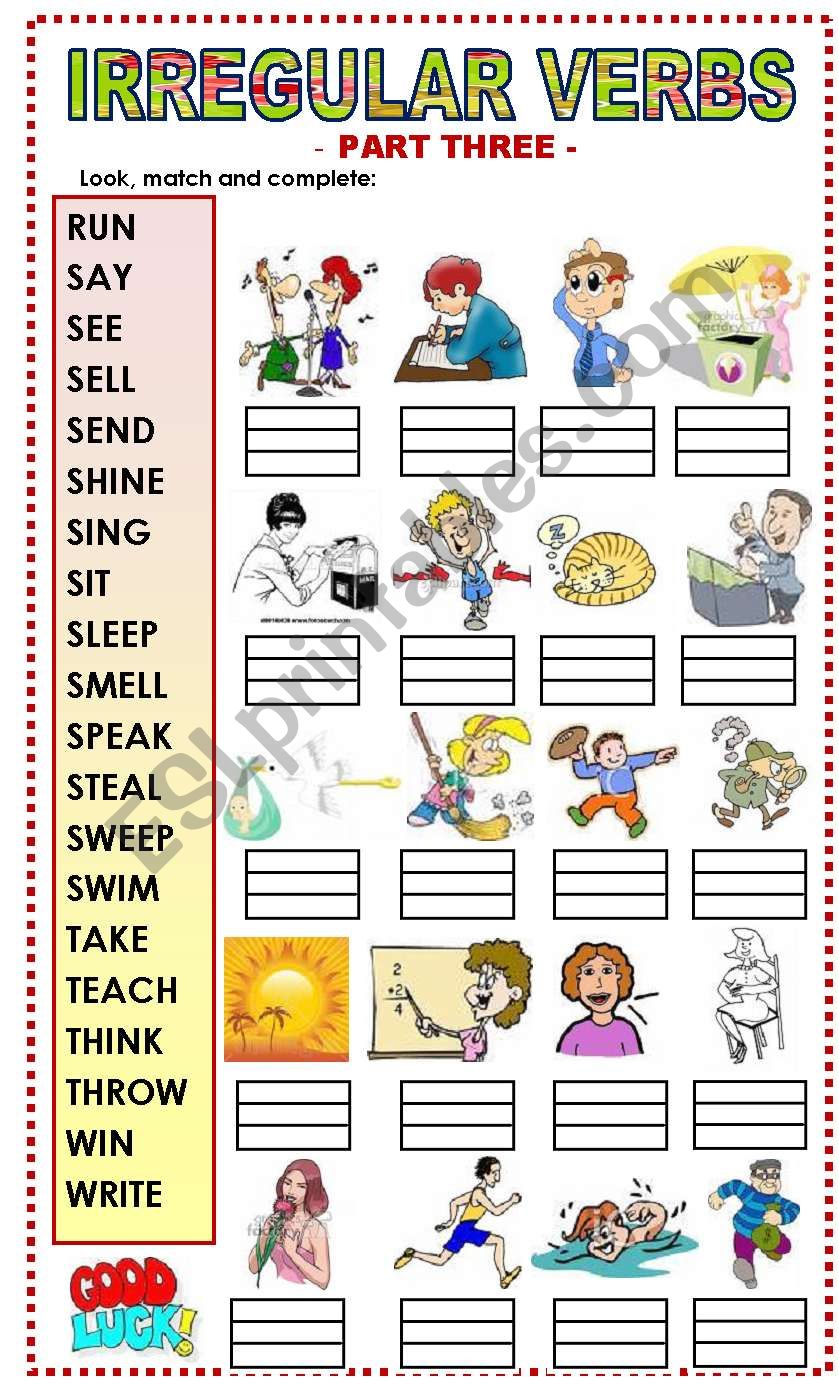 IRREGULAR VERBS (3/3) worksheet