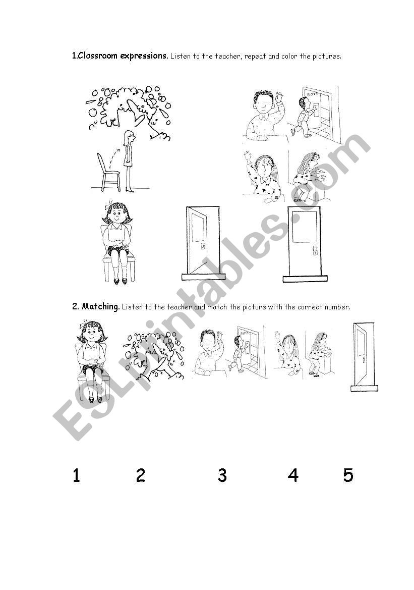 Classroom expresions worksheet