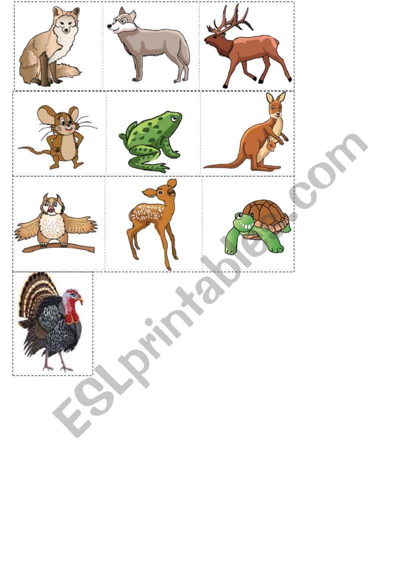 Memory game/ Animals worksheet