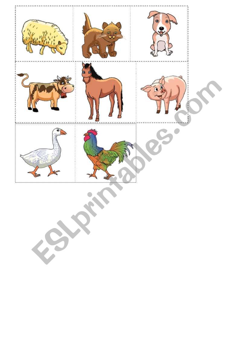 Memory game- animals worksheet