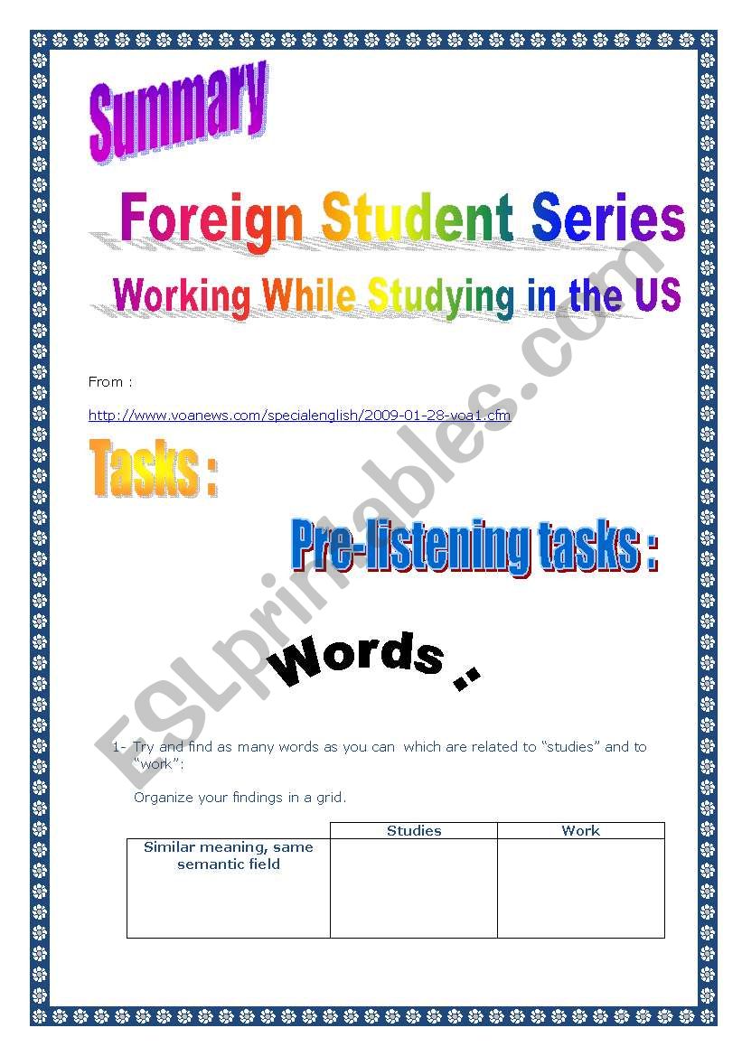 Working while studying in the USA (full-scale project) (9 pages)