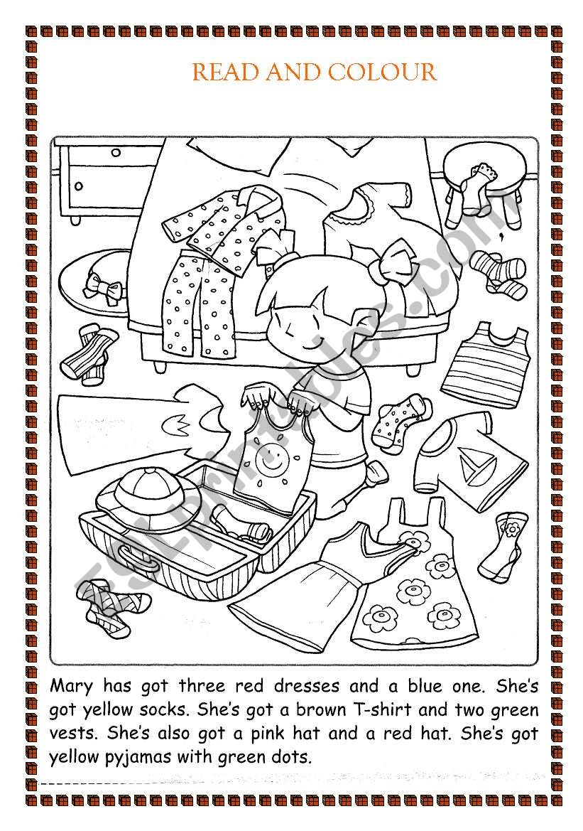 colour the clothes worksheet