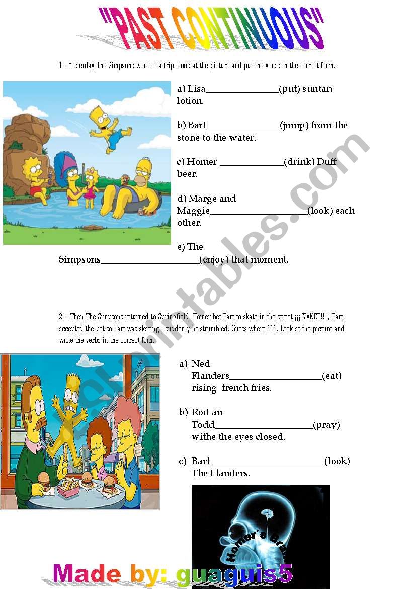 Past continuous worksheet