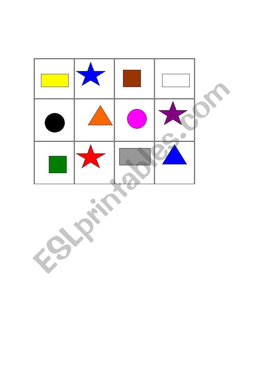 COLOURS BINGO worksheet