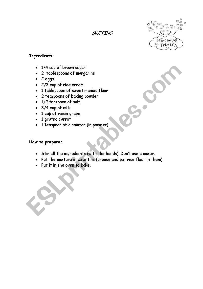 Recipe - Muffins worksheet