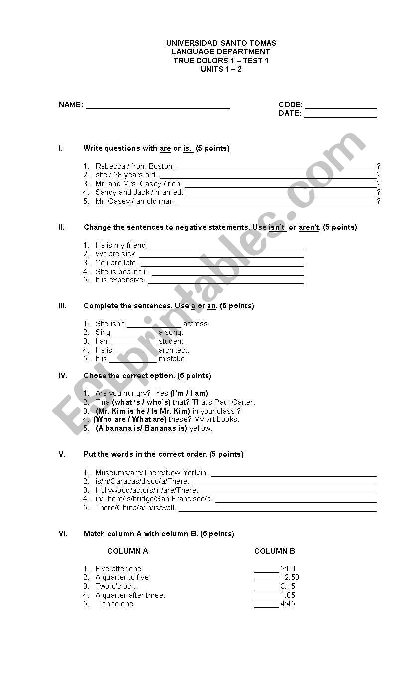 Simple Present review worksheet